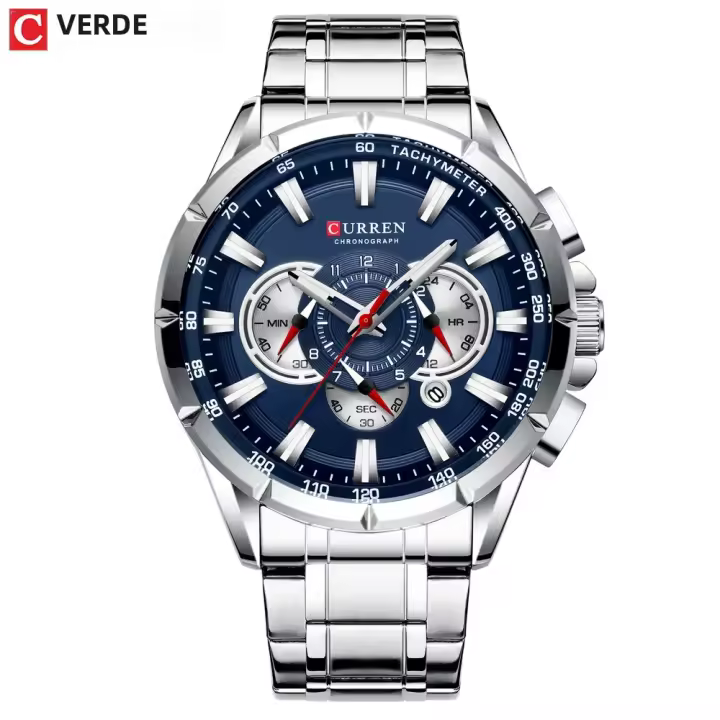 Reloj De Pulsera CURREN Para Hombre Resistente Al Agua Cronógrafo Militar De Acero Inoxidable Estilo Deportivo Y Casual - 1