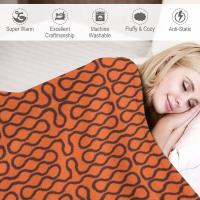 Manta De Terciopelo Coral Con Patrón De Arrugas Naranja Y Negro Manta Delgada Para Adultos Estilo Americano Para Viajes Y Hogar - details 4