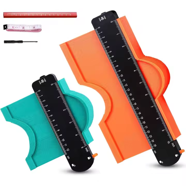 Medidor de contorno con bloqueo, 2 unidades, medidor contornos de formas anchas de 5" y 10", calibre para esquinas, - 1