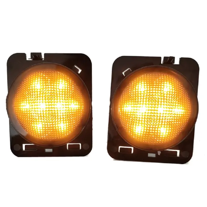 2 Pcs Luz Decorativa De Espejo Negro Con LED Amarillo Para Jeep JK JKU 2007 Accesorios De Señal De Giro Emblem Fender Luz De Marcador Lateral - 1