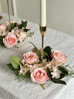 Corona De Velas De Boda Con Rosas Artificiales Guirnalda De Seda Para Decoración De Mesa Y Hogar Con Flores De Poliéster - details 7