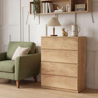 HOMCOM Cómoda de 4 cajones para dormitorio, estilo moderno y elegante, con mecanismo de cierre suave, para dormitorio y salón, madera natural - details 6