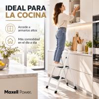 Escalera Plegable de Acero de 2 Peldaños Maxell Power, Carga Máxima 150 kg, Pasamanos y Patas Antideslizantes, Plegado Compacto de 4,5 cm, para Cocina, Hogar, Armarios, Despensa y Limpieza en el Hogar - details 4
