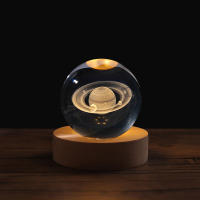 Luz Nocturna De Cristal 3D 6cm Con Astronauta Y Sistema Solar Saturno Vía Láctea Luz De Planetas Grabado Por Láser Regalo Para Niños - details 11