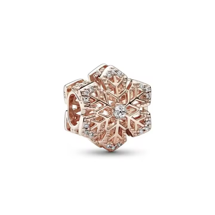 PANDORA Charm Oro Rosa Copo de Nieve Festivo con Microcuentas y Circonitas - 1
