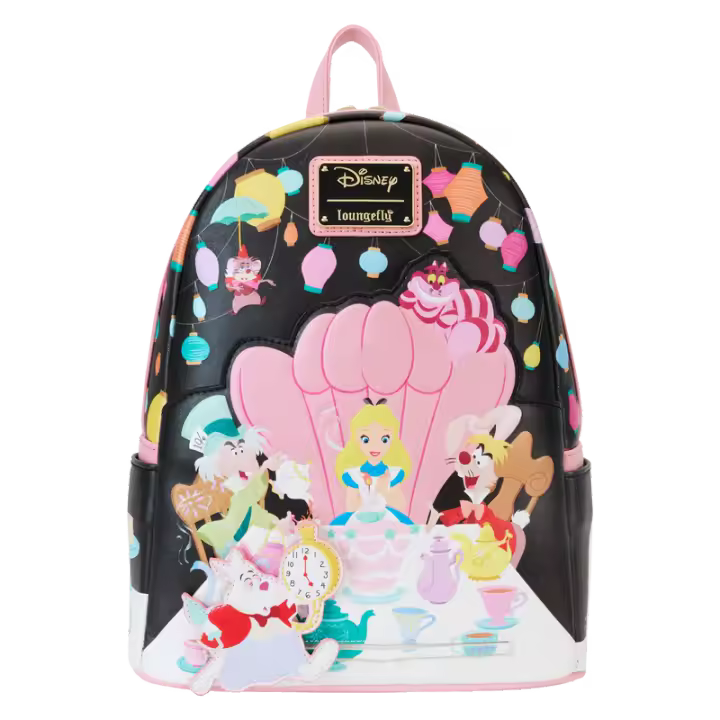 LOUNGEFLY MOCHILA MOCHILA ALICIA PAIS MARAVILLAS SOMBRERERO mujer  LOUNGEFLY BACKPACK MERRY UNBIRTHDAY NO CUMPLEAÑOS CONEJO ALICE WONDERLAND Backpack Disney - 1