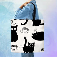 Bolso De Hombro De Lino Grande Y Capacitativo Con Estampado De Gato Kawaii Para Mujer Bolso De Compras Casual Para Viaje Y Playa - details 2