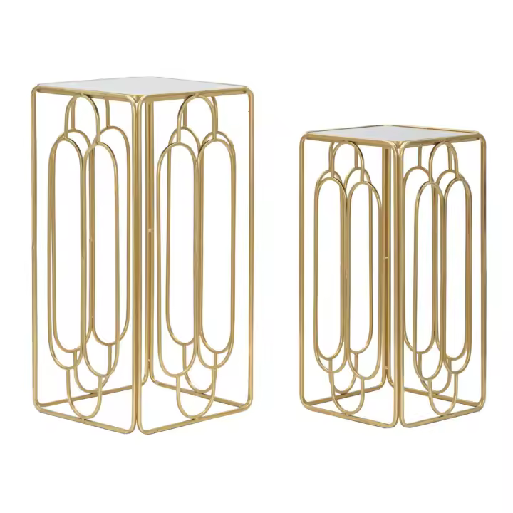 Mesa de Centro MF558, Metal, Oro, 35x35x70 cm - 1