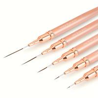 5pcs Líneas Profesionales De Uñas Con Pincel De Dibujo Y Pintura Detallada Herramienta De Barrido Rosa Mango Metálico Para Arte De Uñas - details 2