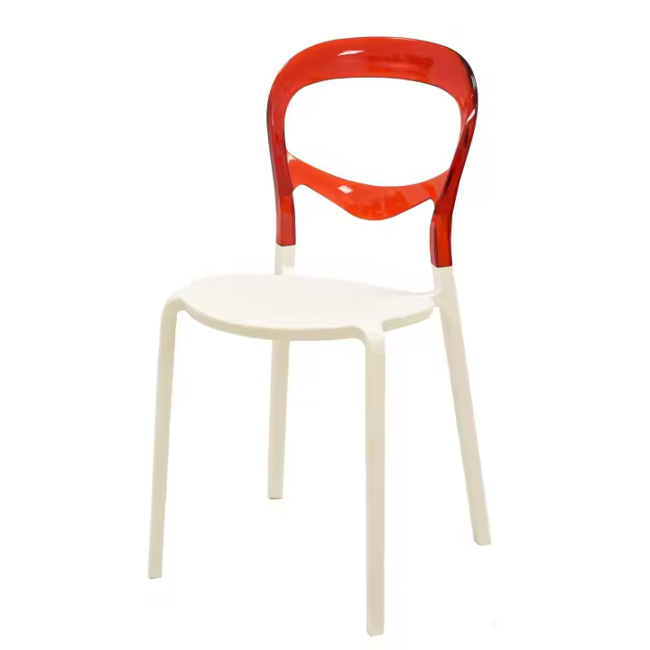 Silla FESTIVAL, polipropileno blanco, respaldo policarbonato rojo - 1