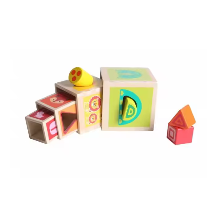 Iwood Piramide de Cubos - Juego Educativo de Madera Apilable para Mejorar la Coordinación y Destreza de Movimientos - 1