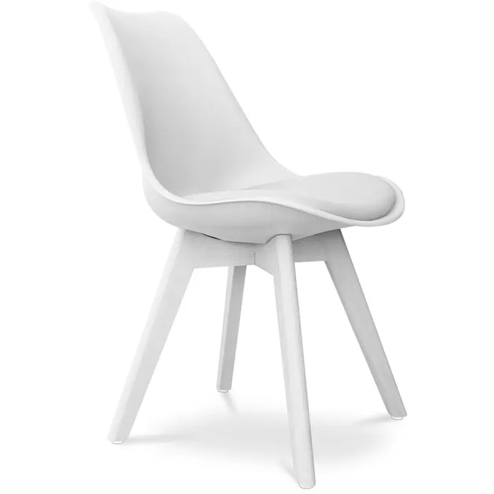 ORION91 Silla BOREAL Asiento Acolchado Piel Sintética y Patas Color Blanco 48x43x82cm Comedor Oficina Salón Teletrabajo Cocina - SpazioLuzio - 1