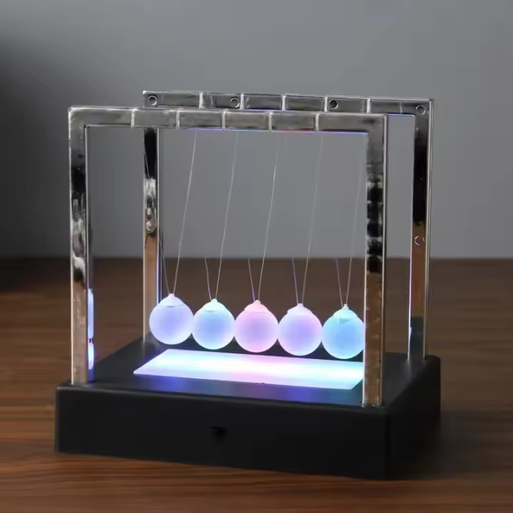 Cradle Light Balance Newton's Pendulum Juguete Científico De Mesa Con LED Metal Baloncesto Perpetuo Decoración Ejecutiva - 1