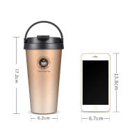 Taza Termo De Acero Inoxidable 500ml Con Tapa Y Asa a Prueba De Fugas Para Viajes Y Té. Doble Pared Aislada Para Café - details 0