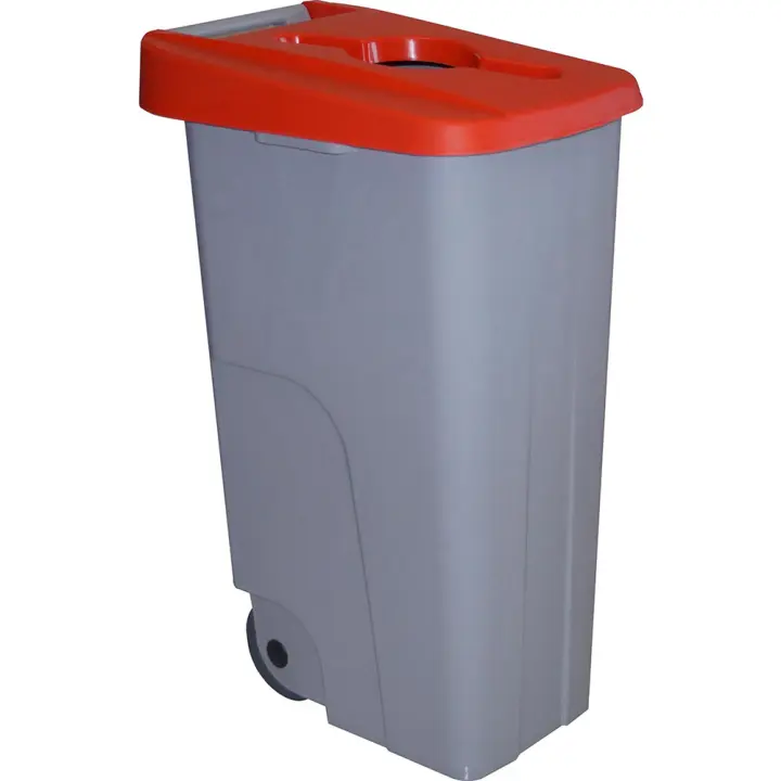 Cubo Reciclaje Denox 110 Litros Rojo - Fácil Manejo y Transporte - 1