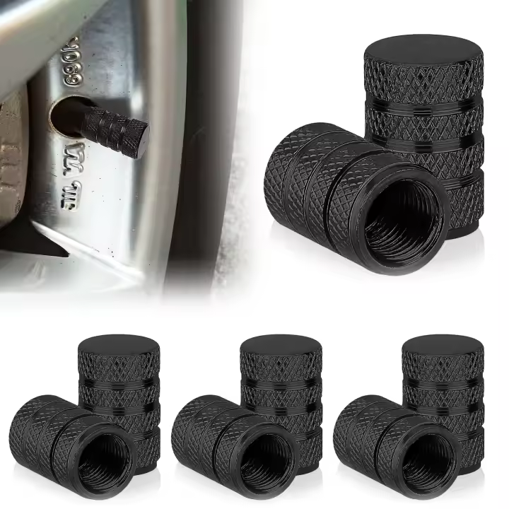 Pack of 8 Car Valve Caps, Tire Valve Caps, Aluminum Airtight Valve Caps, Universal Car Bicycle Valve Caps with Seal for Stable Tire Pressure, Bicycle, Motorcycle, Car (Black) - 1