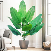 Planta Artificial De Palma Tropical Grande Hojas De Plátano Falso 24 Hojas Toque Real Strelitzia Reginae Para Jardín Interior 65-120 Cm - details 24