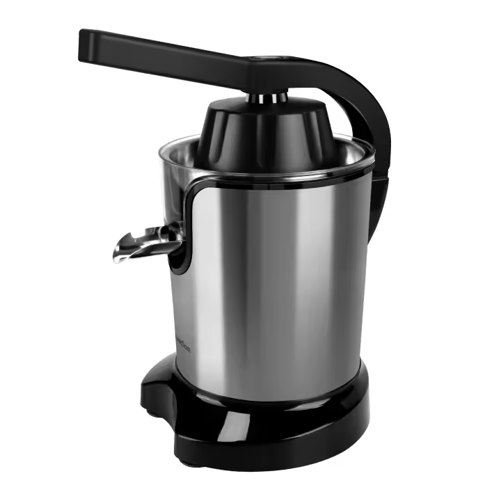 Exprimidor electrico de naranjas OstarkDom de 400 ml con carcasa de acero inoxidable, embudo transparente AS, filtro SS, dos conos de presión de plástico y boquilla antigoteo de 230 V 600 W - 1