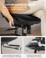 Silla de oficina ergonómica en malla ajustable, respaldo basculante, asiento móvil, base de estrella de aluminio, soporta hasta 150 kg, disponible en gris paloma o negro tinta - details 9