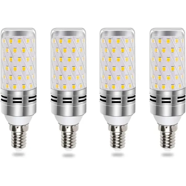 Paquete de 4 Luces Blanca (6000K) with piezas de Aluminio Plisado Rayado, candelabra intelente regulable de Tres Colores E14-16W, para Sala de estar - 1