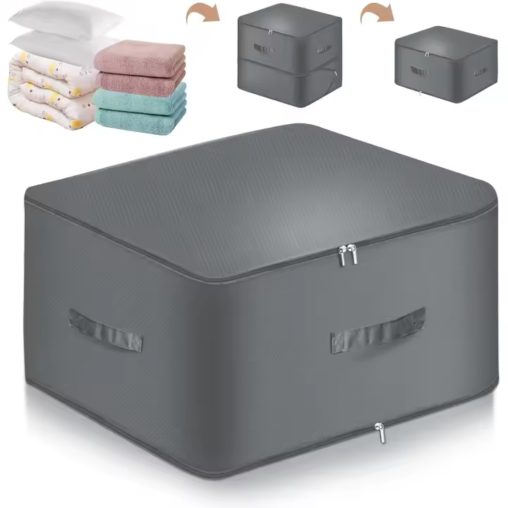 Organizador Autocomprimible, Organizador Autocomprimible Ultra Ahorrador de Espacio, Grandes Bolsas Organizadoras Móviles Autocomprimibles para Mantas, Ropa, Edredones (Gris, XL 52x 42x 60cm) - 1