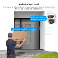 Cámara Vigilancia Inteligente Wi-Fi 3MP, Doble Lente, IA Humanos/Vehículos, Audio 2 Vías, 128GB/Nube - Jortan Tech - details 1