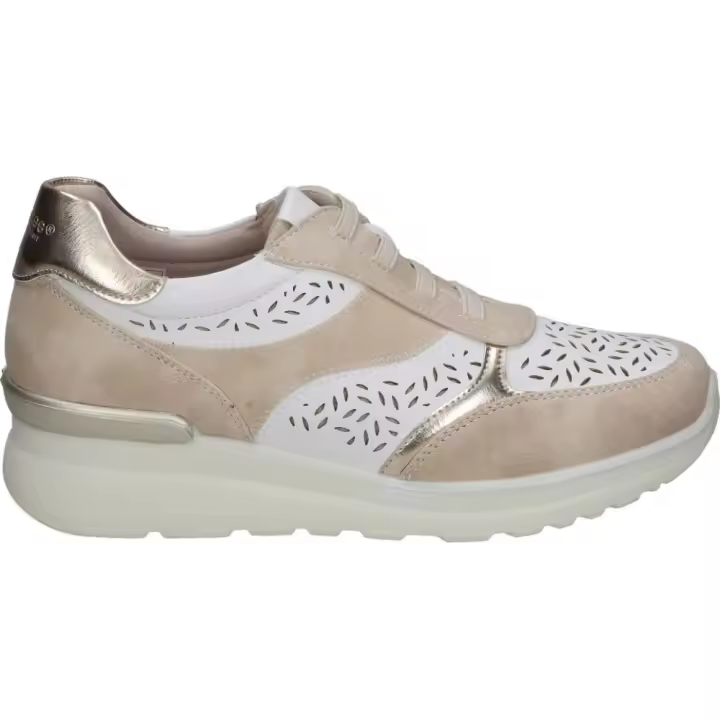 AMARPIES | Zapatos con Cuña Amarpies para Mujer – Zapatos Casual en Color Blanco Hielo y Plateado – Zapatos con Cordones Elásticos – Cuña Media y Cómoda – Memory Sponge – Versátiles – Modelo AST28303 - 1