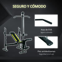 HOMCOM Banco de Pesas Reclinable Banco de Musculación Multifuncional con Altura Ajustable para Fitness Entrenamiento Completo en Gimnasio y Casa Carga 250 kg 175x110x202 cm Negro - details 3