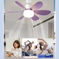Porcheddu Ventilador de techo con casete E27 con Luz, Base roscada, Aspas extraíbles, atormilado Luz con ventilador de techo y control remoto, adecuado para Garaje, baño, dormitorio, Cocina, Luz Redonda - details 7