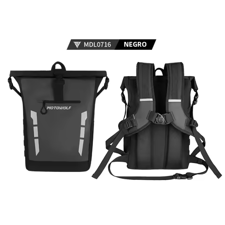 Mochila Motociclista Impermeable Motowolf 20L Bolsa De Motocicleta Duradera Con Reflejantes Casual Gran Capacidad Para Ciclismo Y Camping - 1