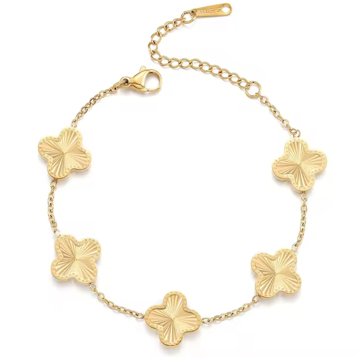 Pulsera de Cadena ajustable para Mujer, pulsera de Trébol de Cuatro Hojas de la continuación en oro y Plata, pulsera de Trébol de Cuatro Hojas Chapada en oro - 1