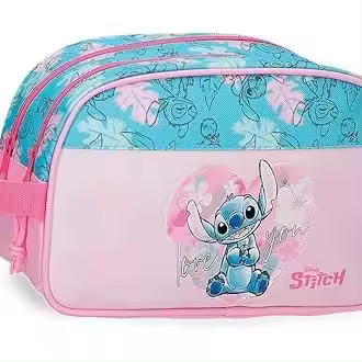 Neceser Dos Compartimentos Stitch Rosa 26x16x12cm. - 1