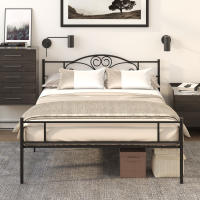 HOMCOM Marco de Cama Doble de Metal para Colchón 150x200 cm con Cabecera y Patas de 31 cm Estructura de Cama Matrimonio con Espacio Bajo de Almacenamiento 158x211x106 cm Negro - details 1