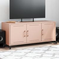 vidaXL Mueble para TV acero laminado en frío 100,5x39x43,5 cm en color Blanco/Rosa/Amarillo y más | almacenamiento funcional diseño moderno para baño dormitorio sala - details 1