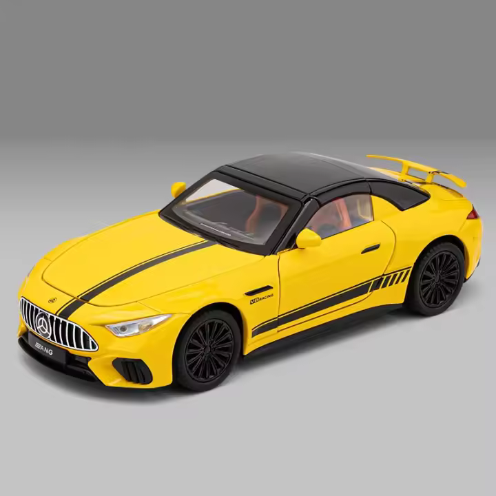 Coche De Deportes Mercedes-Benz SL63 Escala 1:24 Modelo De Aleación Con Sonido Y Luz Vehículo De Colección Para Niños Material Metálico Sin Batería - 1