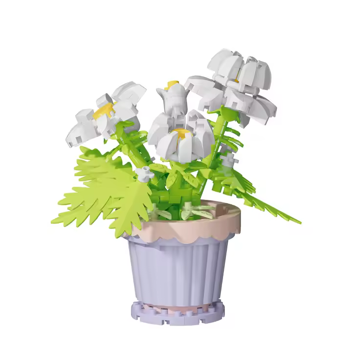Bloques De Construcción De Flores Eteriores En Estilo 12 Juguetes De Montaje Para Niños Modelo De Decoración De Potted Plantas - 1