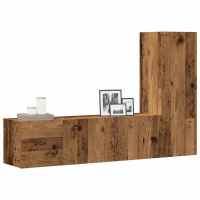 vidaXL Set de muebles de salón TV 3 piezas madera de ingeniería en color Blanco/Roble Sonoma/Gris hormigón y más | almacenamiento funcional diseño moderno para baño dormitorio sala - details 3