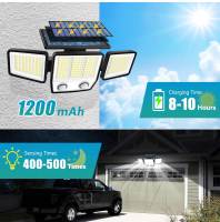 Luces Solares Al Aire Libre Con Sensor De Movimiento IP65 Impermeables 152/236 LED Super Brillantes Con 2 Sensores Luces De Inundación Solar Para Exterior - details 3