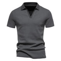 Camisa Henley Para Hombre En Algodón Ajustada Corta Casual Para Jogger Camisetas Sueltas Estilo Inglés Cuidado Facil - details 1