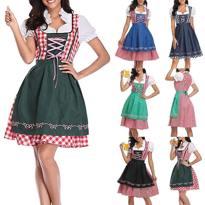 Disfraz de sirvienta de cerveza Oktoberfest para mujer, vestido tradicional Dirndl bávaro, Carnaval - 1