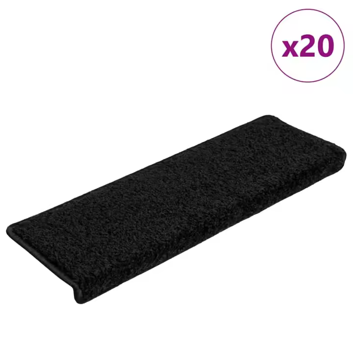 vidaXL Alfombrilla escalera 20 uds 65x21x4 cm negro - 1
