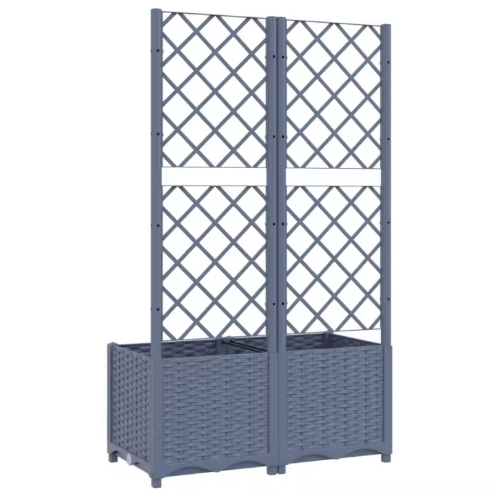 vidaXL Jardinera con enrejado PP gris oscuro 80x40x136 cm - 1