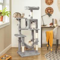 Árbol para gatos de 143 cm, torre con rascadores, plataformas, cueva, hamaca, pompones y tela de felpa en varios colores, multinivel para el entretenimiento felino - details 7