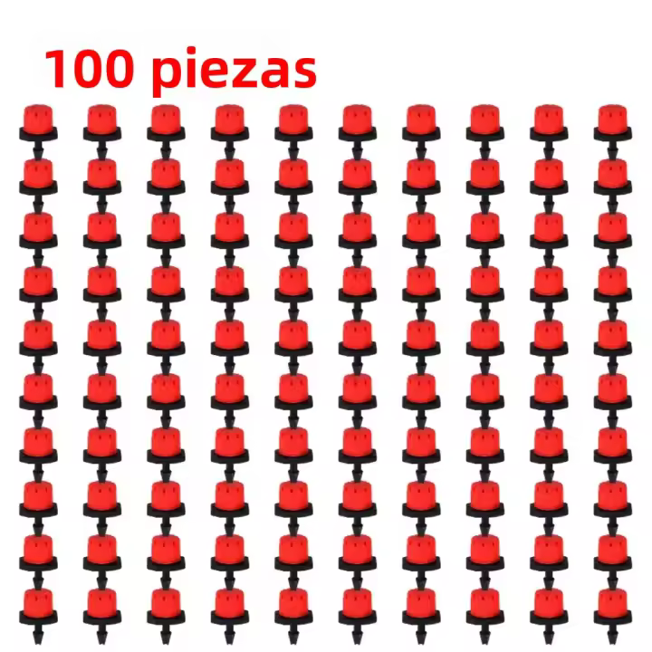 Sistema De Riego Para Jardín 100-1000PCS Derrame Ajustable De Riegos Con Cabezales De Riega Y Aspersores Plásticos Rojos Y Negros - 1