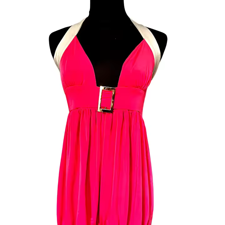 VESTIDO CON GRAN ESCOTE  Y MINI FALDA MARCA GENERICA - 1