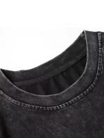Camiseta Vintage Lavada Para Hombres Estilo Hip Hop Retro Punk Harajuku Y2k Algodón Manga Corta Casual Top De Verano - details 5