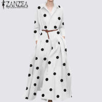 ZANZEA Vestido Largo Maxi Para Mujer Elegante Casual Con Puntos Estilo Bohemio Verano 2024 Manga Larga Abrazo Grande Kaftan Holiday Cuello En V Vestidos De Fiesta - details 2