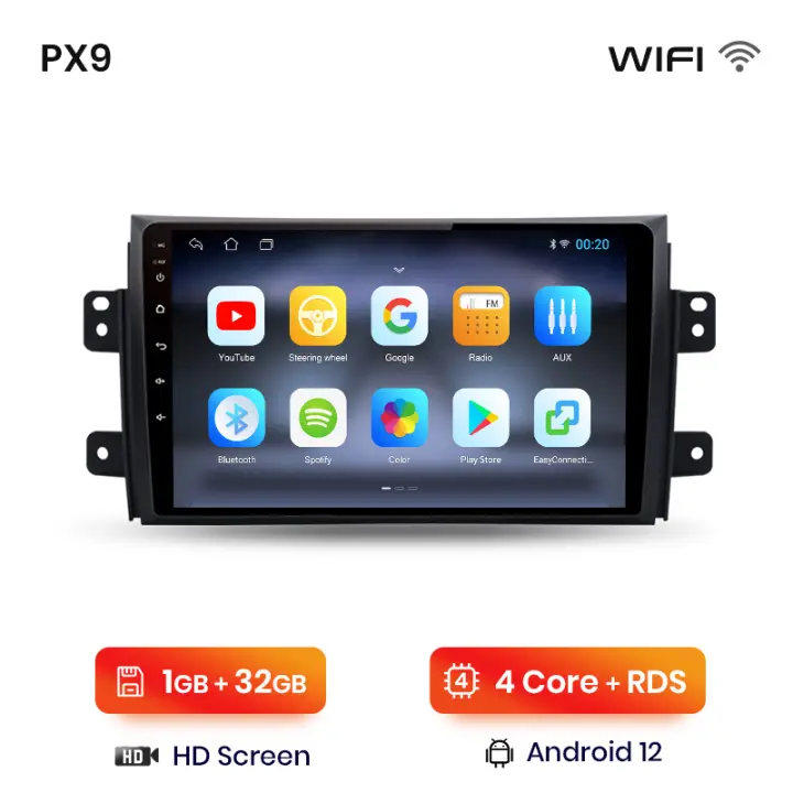 AWESAFE inalámbrico CarPlay Android Auto Radio para Suzuki SX4 2006 2007 2008 2009 2010 2011 2012 2013 coche reproductor multimedia GPS 2 din autoradio volante controles RDS Bluetooth - 1
