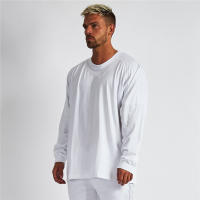 Camiseta De Manga Larga Para Hombre Suelta Y Oversize Estilo Hip Hop Fitness Ropa De Gimnasio Para Primavera Camiseta De Trabajo Casual De Algodón Con Estampado De Letras - details 10