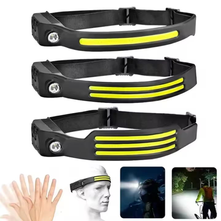 Linterna Frontal USB Recargable Con Sensor COB LED De Batería Integrada 5 Modos De Iluminación Para Running Nocturno Camping Pesca Exterior Impermeable 180° - 1
